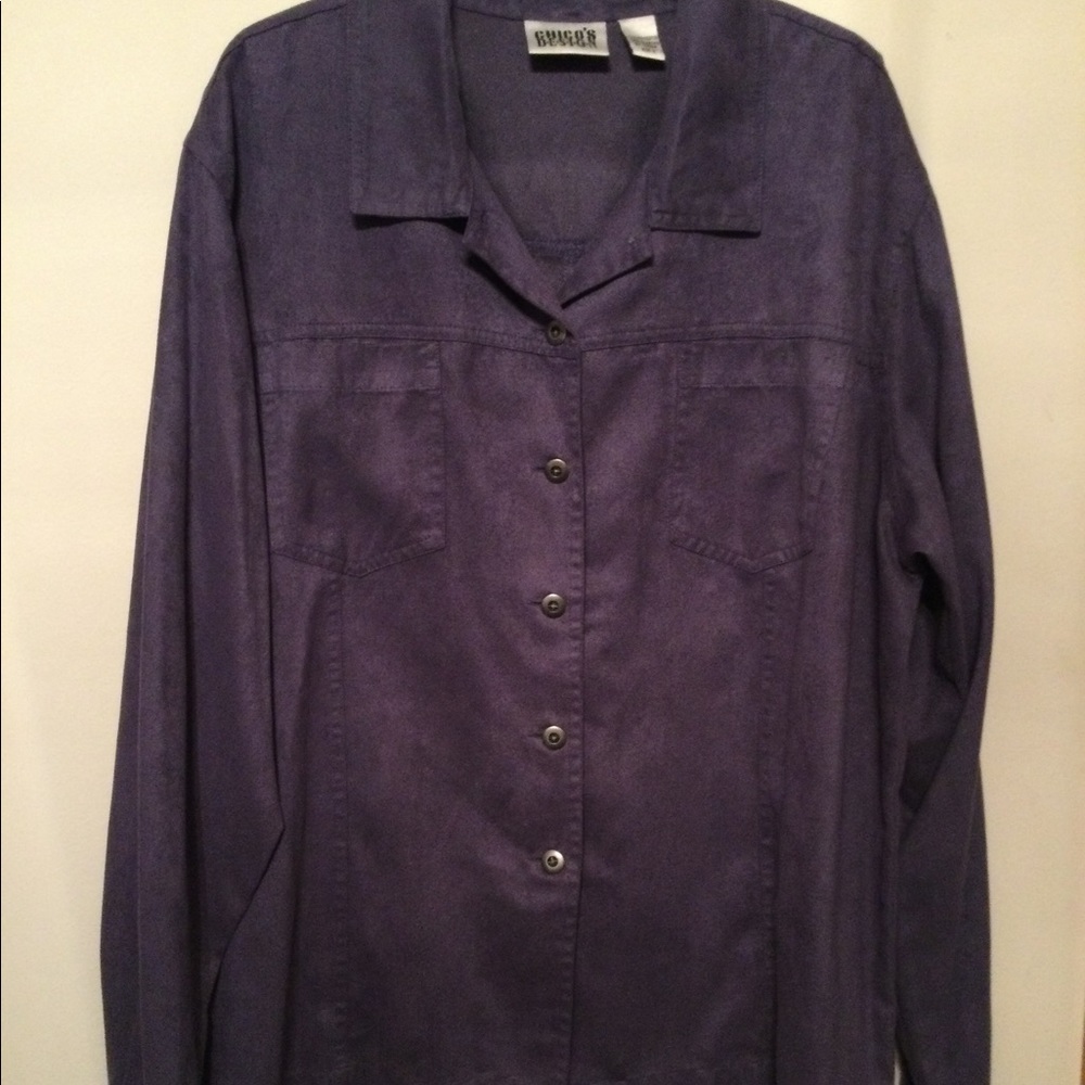 Chico’s Dusty Purple Faux-Suede Top, size XL